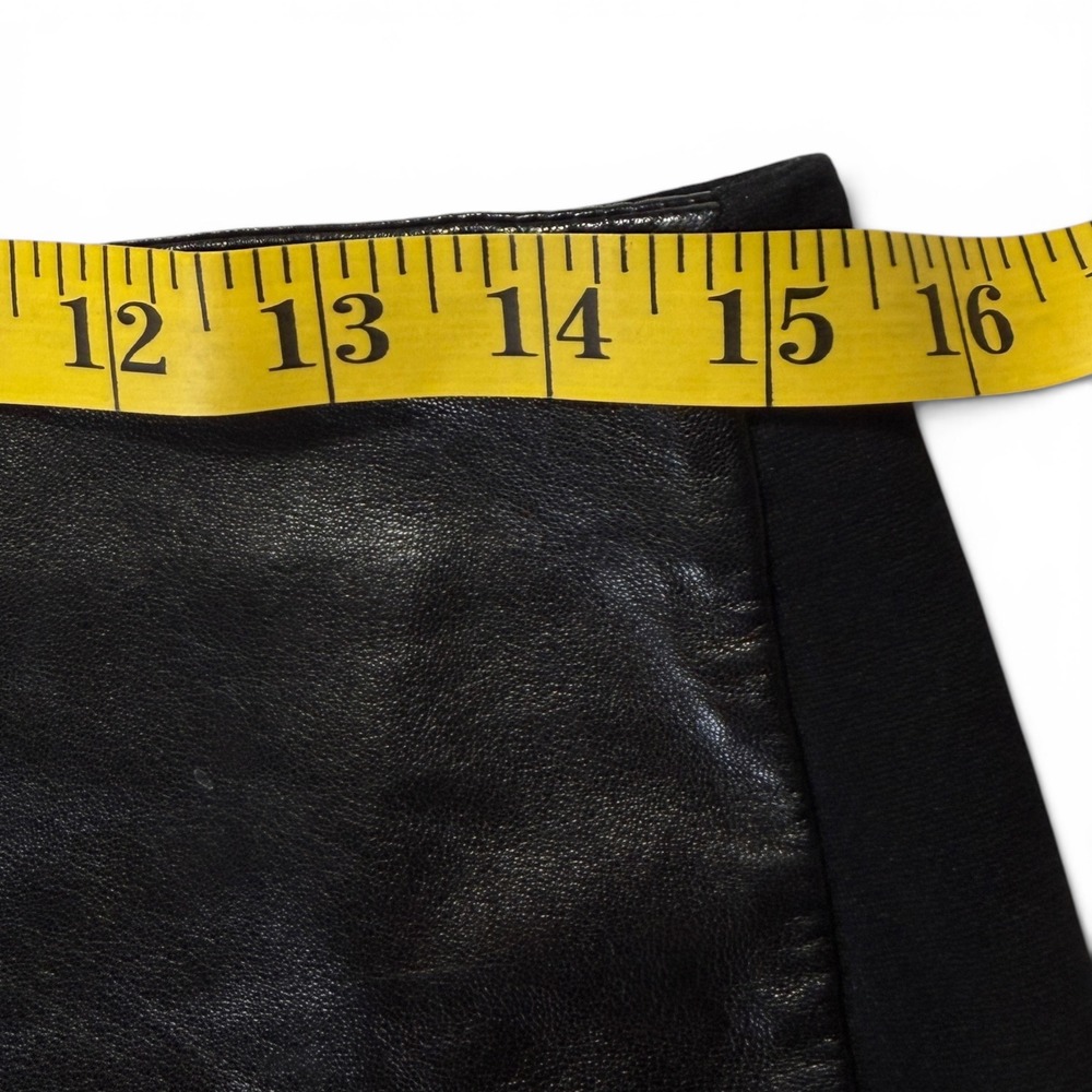 Talbots Lambskin Leather Pencil Skirt Black Womens 6 Mixed Media Stretch Career - Picture 6 of 8